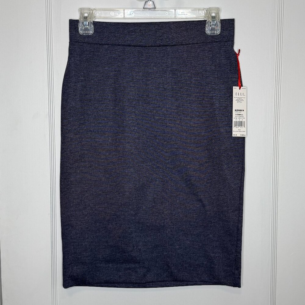 NWT Elle | Navy Blue Pull On Pencil Skirt Elastic Waist Ponte Knit